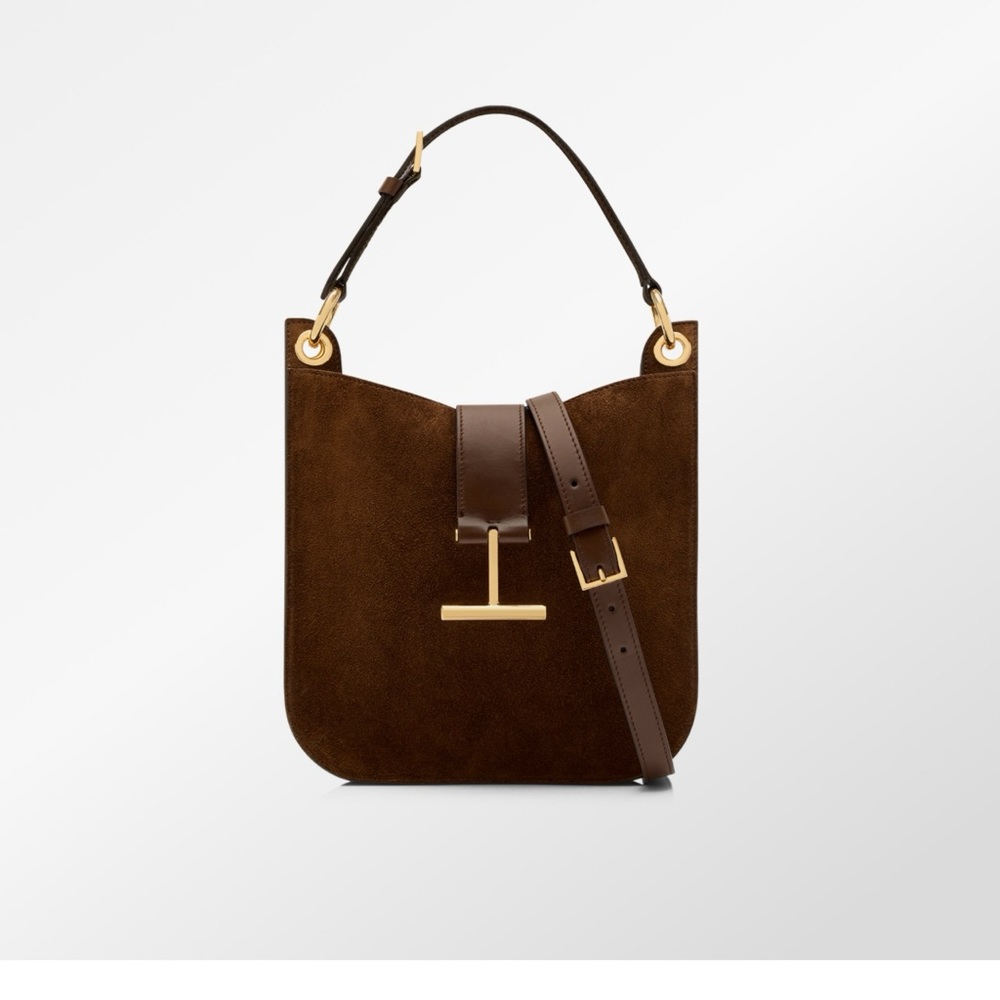 Authentic Tom For Brown Calf Skin Shoulder bag with additional crossbody strap.